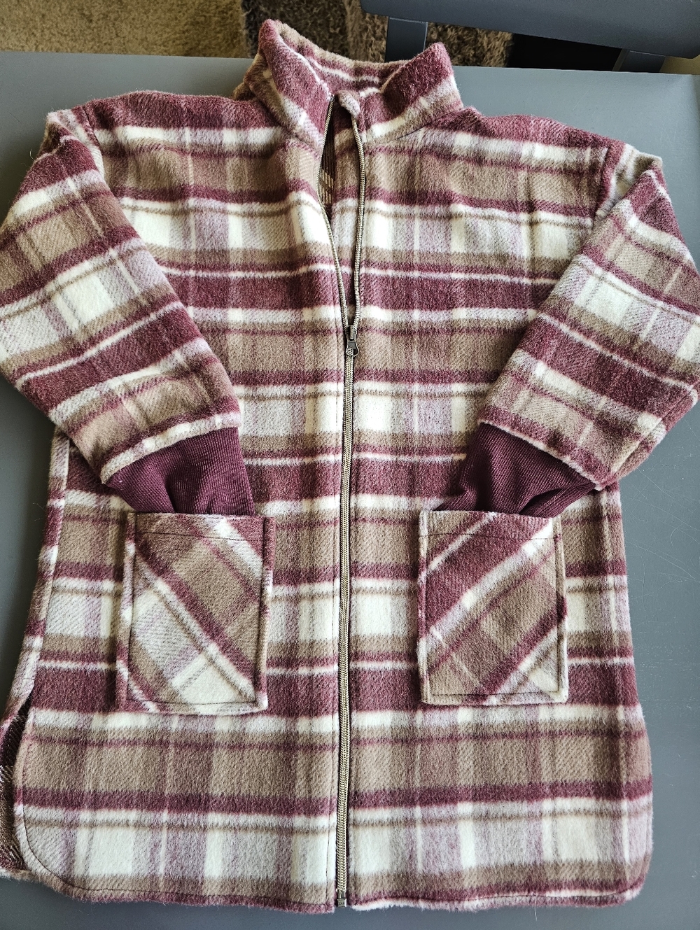Girls Evsie Plaid Fleece Coat Size L/xl